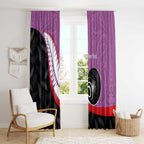 Personalised Aotearoa Lawn Bowls Window Curtain Maori and Silver Fern Sporty Style Pink Color - Aussie Hoodie