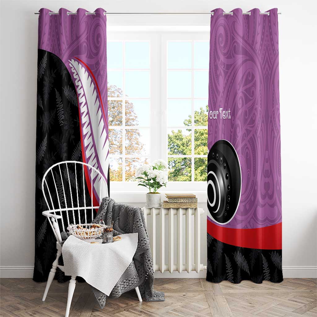 Personalised Aotearoa Lawn Bowls Window Curtain Maori and Silver Fern Sporty Style Pink Color - Aussie Hoodie