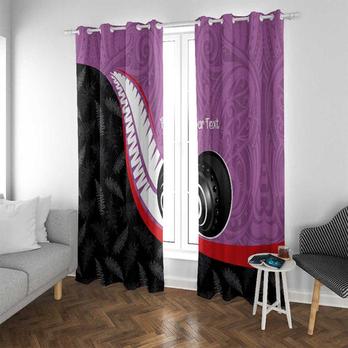 Personalised Aotearoa Lawn Bowls Window Curtain Maori and Silver Fern Sporty Style Pink Color - Aussie Hoodie