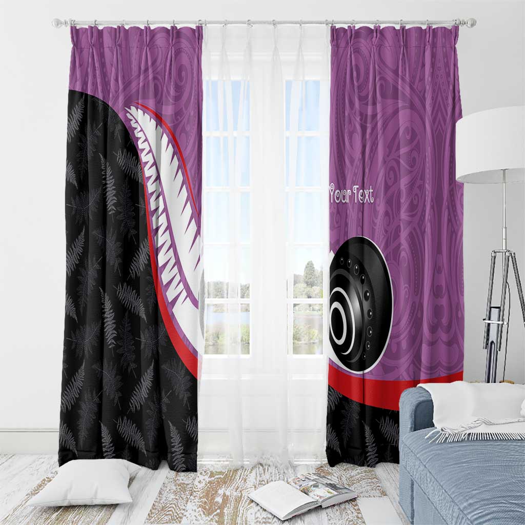 Personalised Aotearoa Lawn Bowls Window Curtain Maori and Silver Fern Sporty Style Pink Color - Aussie Hoodie