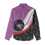 Personalised Aotearoa Lawn Bowls Women Casual Shirt Maori and Silver Fern Sporty Style Pink Color - Aussie Hoodie