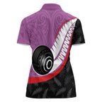 Personalised Aotearoa Lawn Bowls Women Polo Shirt Maori and Silver Fern Sporty Style Pink Color - Aussie Hoodie