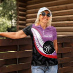 Personalised Aotearoa Lawn Bowls Women Polo Shirt Maori and Silver Fern Sporty Style Pink Color - Aussie Hoodie