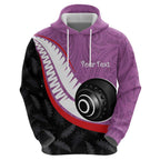 Personalised Aotearoa Lawn Bowls Zip Hoodie Maori and Silver Fern Sporty Style Pink Color - Aussie Hoodie