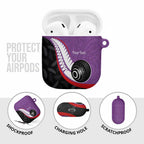 Personalised Aotearoa Lawn Bowls AirPods Case Maori and Silver Fern Sporty Style Purple Color - Aussie Hoodie