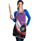 Personalised Aotearoa Lawn Bowls Apron Maori and Silver Fern Sporty Style Purple Color - Aussie Hoodie