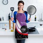 Personalised Aotearoa Lawn Bowls Apron Maori and Silver Fern Sporty Style Purple Color - Aussie Hoodie