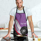 Personalised Aotearoa Lawn Bowls Apron Maori and Silver Fern Sporty Style Purple Color - Aussie Hoodie