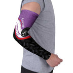 Personalised Aotearoa Lawn Bowls Arm Sleeves Maori and Silver Fern Sporty Style Purple Color - Aussie Hoodie