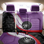 Personalised Aotearoa Lawn Bowls Back Car Seat Cover Maori and Silver Fern Sporty Style Purple Color - Aussie Hoodie