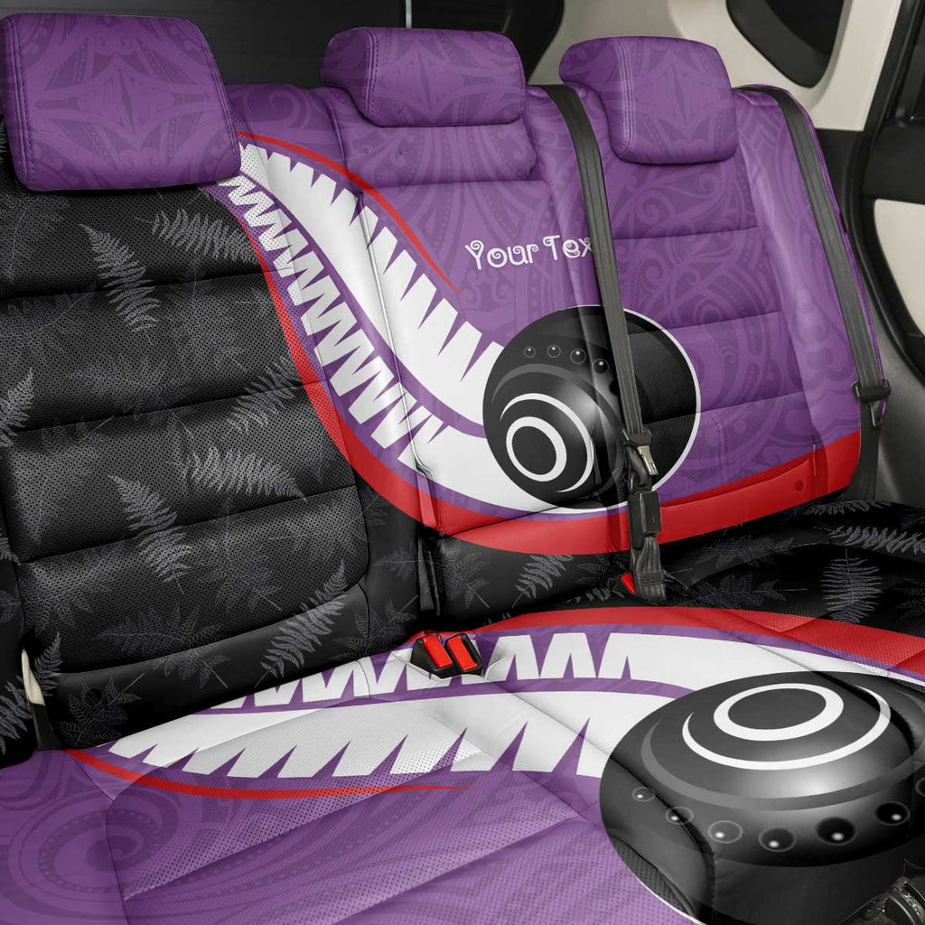 Personalised Aotearoa Lawn Bowls Back Car Seat Cover Maori and Silver Fern Sporty Style Purple Color - Aussie Hoodie