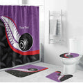 Personalised Aotearoa Lawn Bowls Bathroom Set Maori and Silver Fern Sporty Style Purple Color - Aussie Hoodie