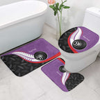 Personalised Aotearoa Lawn Bowls Bathroom Set Maori and Silver Fern Sporty Style Purple Color - Aussie Hoodie