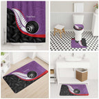 Personalised Aotearoa Lawn Bowls Bathroom Set Maori and Silver Fern Sporty Style Purple Color - Aussie Hoodie