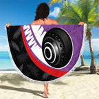 Personalised Aotearoa Lawn Bowls Beach Blanket Maori and Silver Fern Sporty Style Purple Color - Aussie Hoodie