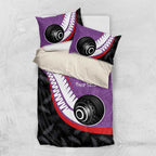 Personalised Aotearoa Lawn Bowls Bedding Set Maori and Silver Fern Sporty Style Purple Color - Aussie Hoodie