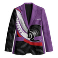 Personalised Aotearoa Lawn Bowls Blazer Maori and Silver Fern Sporty Style Purple Color - Aussie Hoodie