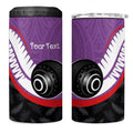 Personalised Aotearoa Lawn Bowls 4 in 1 Can Cooler Tumbler Maori and Silver Fern Sporty Style Purple Color - Aussie Hoodie