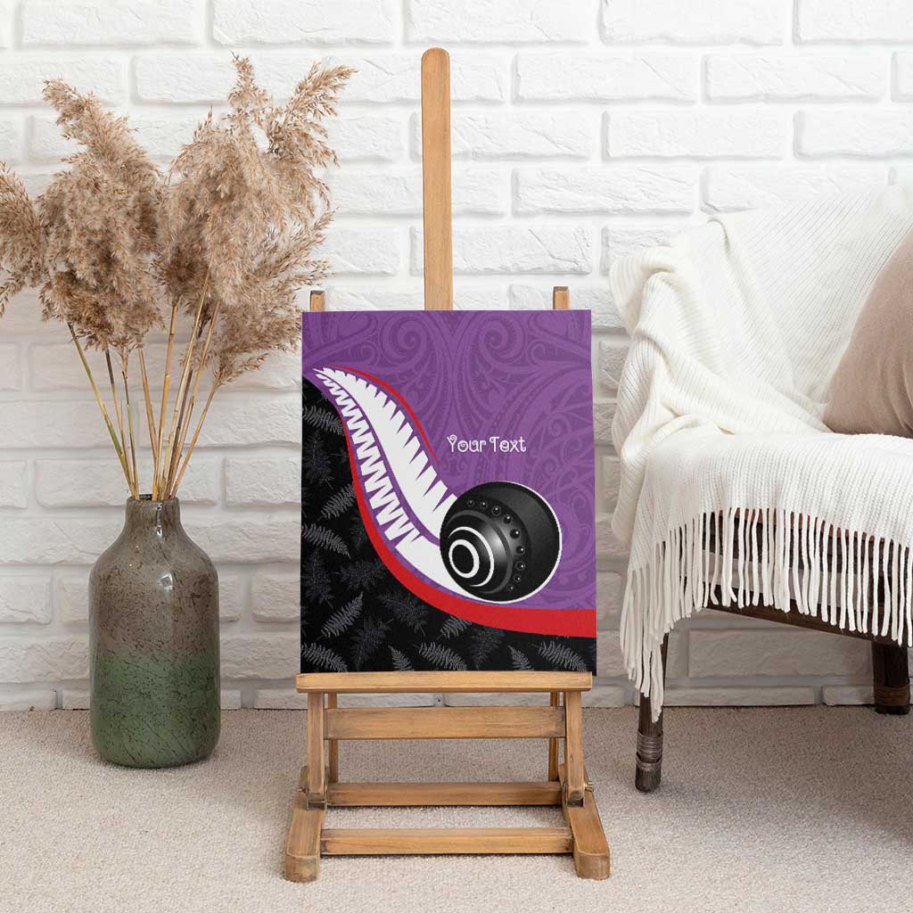 Personalised Aotearoa Lawn Bowls Canvas Wall Art Maori and Silver Fern Sporty Style Purple Color - Aussie Hoodie