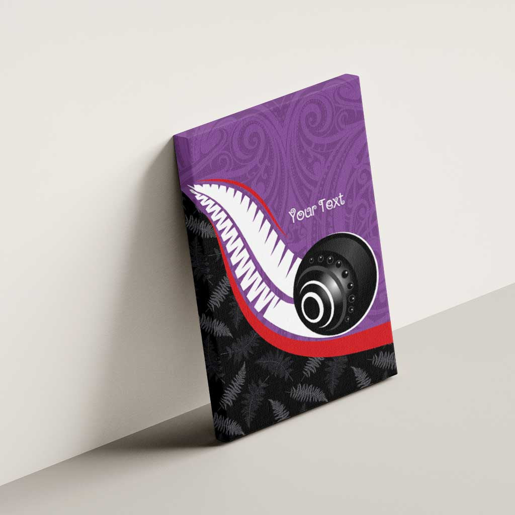 Personalised Aotearoa Lawn Bowls Canvas Wall Art Maori and Silver Fern Sporty Style Purple Color - Aussie Hoodie