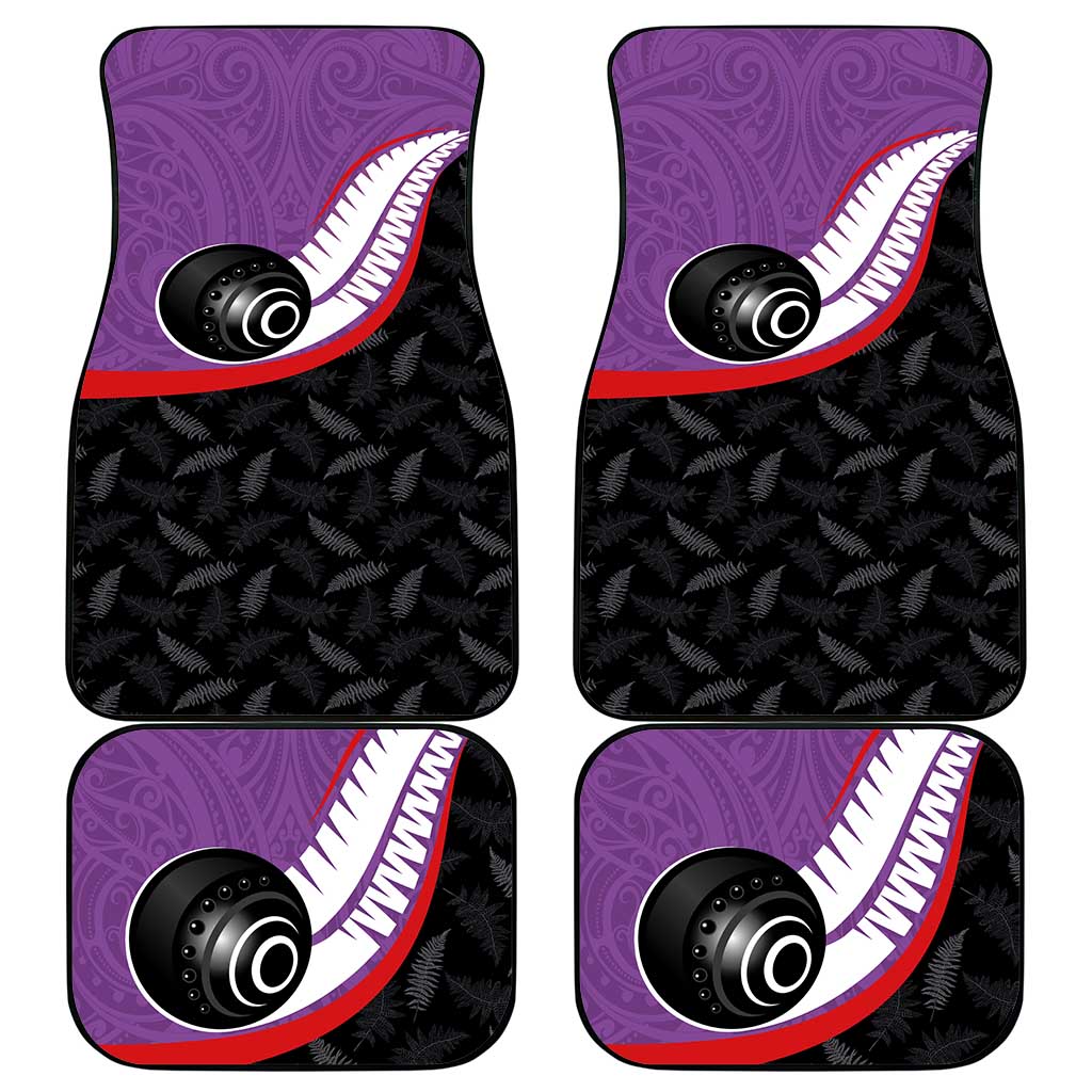 Aotearoa Lawn Bowls Car Mats Maori and Silver Fern Sporty Style Purple Color - Aussie Hoodie