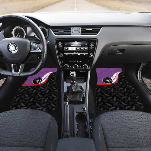 Aotearoa Lawn Bowls Car Mats Maori and Silver Fern Sporty Style Purple Color - Aussie Hoodie