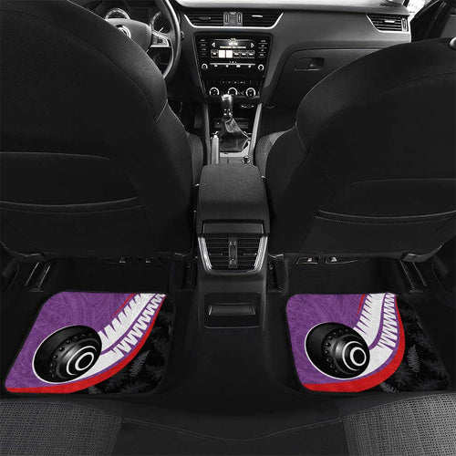 Aotearoa Lawn Bowls Car Mats Maori and Silver Fern Sporty Style Purple Color - Aussie Hoodie