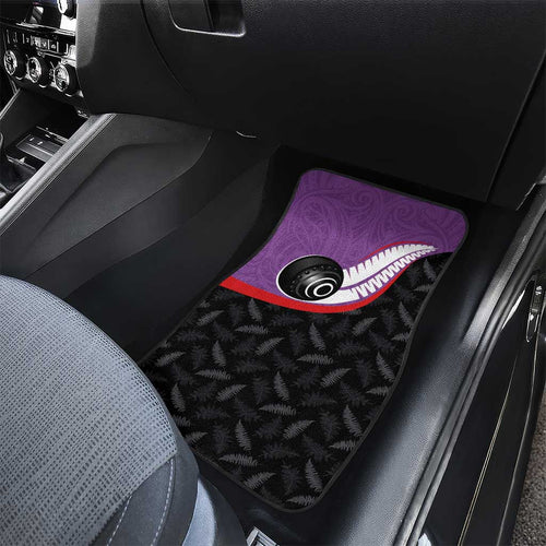 Aotearoa Lawn Bowls Car Mats Maori and Silver Fern Sporty Style Purple Color - Aussie Hoodie