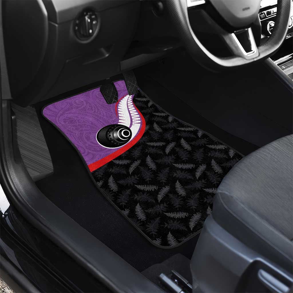 Aotearoa Lawn Bowls Car Mats Maori and Silver Fern Sporty Style Purple Color - Aussie Hoodie