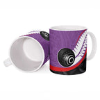 Personalised Aotearoa Lawn Bowls Ceramic Mug Maori and Silver Fern Sporty Style Purple Color - Aussie Hoodie
