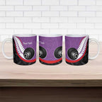 Personalised Aotearoa Lawn Bowls Ceramic Mug Maori and Silver Fern Sporty Style Purple Color - Aussie Hoodie