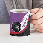 Personalised Aotearoa Lawn Bowls Ceramic Mug Maori and Silver Fern Sporty Style Purple Color - Aussie Hoodie