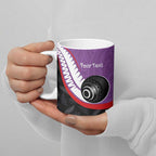 Personalised Aotearoa Lawn Bowls Ceramic Mug Maori and Silver Fern Sporty Style Purple Color - Aussie Hoodie