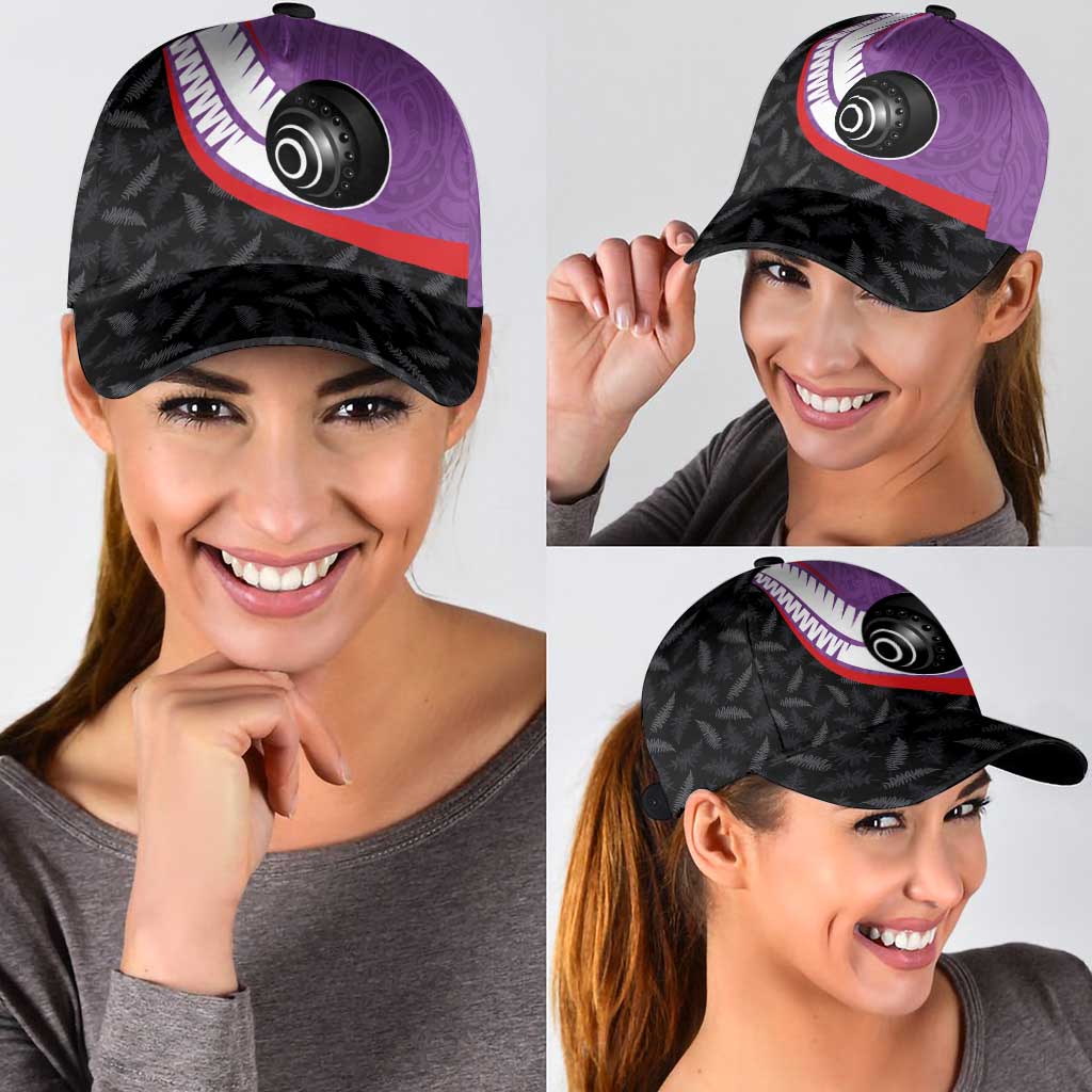 Aotearoa Lawn Bowls Classic Cap Maori and Silver Fern Sporty Style Purple Color - Aussie Hoodie
