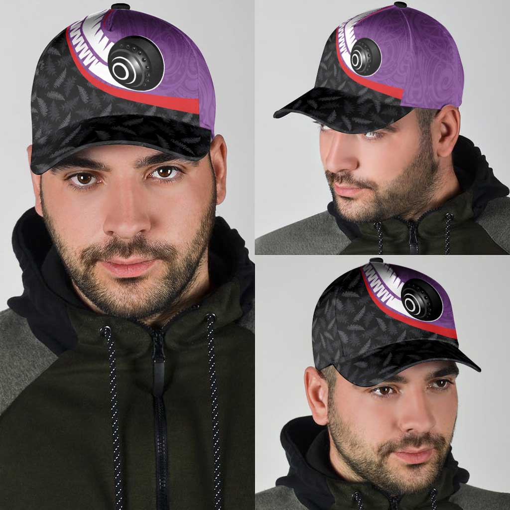 Aotearoa Lawn Bowls Classic Cap Maori and Silver Fern Sporty Style Purple Color - Aussie Hoodie
