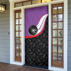 Aotearoa Lawn Bowls Door Cover Maori and Silver Fern Sporty Style Purple Color - Aussie Hoodie