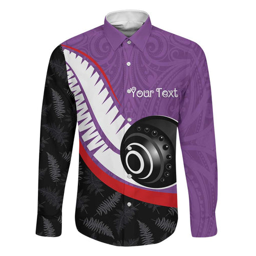 Personalised Aotearoa Lawn Bowls Family Matching Short Sleeve Bodycon Dress and Hawaiian Shirt Maori and Silver Fern Sporty Style Purple Color - Aussie Hoodie