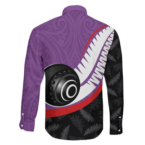 Personalised Aotearoa Lawn Bowls Family Matching Short Sleeve Bodycon Dress and Hawaiian Shirt Maori and Silver Fern Sporty Style Purple Color - Aussie Hoodie