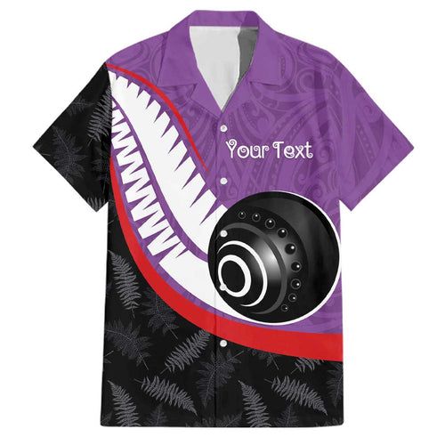 Personalised Aotearoa Lawn Bowls Family Matching Tank Maxi Dress and Hawaiian Shirt Maori and Silver Fern Sporty Style Purple Color - Aussie Hoodie