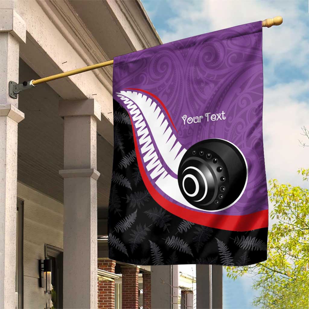 Personalised Aotearoa Lawn Bowls Garden Flag Maori and Silver Fern Sporty Style Purple Color - Aussie Hoodie