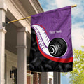 Personalised Aotearoa Lawn Bowls Garden Flag Maori and Silver Fern Sporty Style Purple Color - Aussie Hoodie