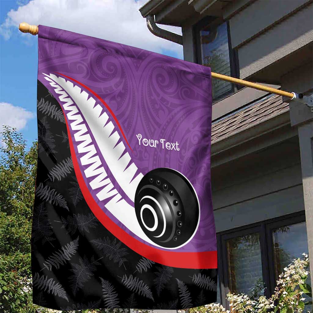 Personalised Aotearoa Lawn Bowls Garden Flag Maori and Silver Fern Sporty Style Purple Color - Aussie Hoodie