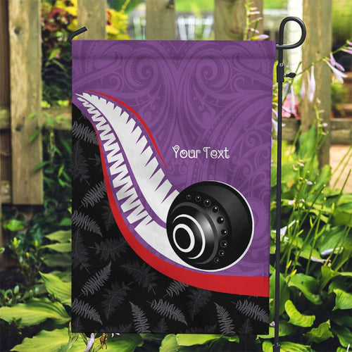 Personalised Aotearoa Lawn Bowls Garden Flag Maori and Silver Fern Sporty Style Purple Color - Aussie Hoodie