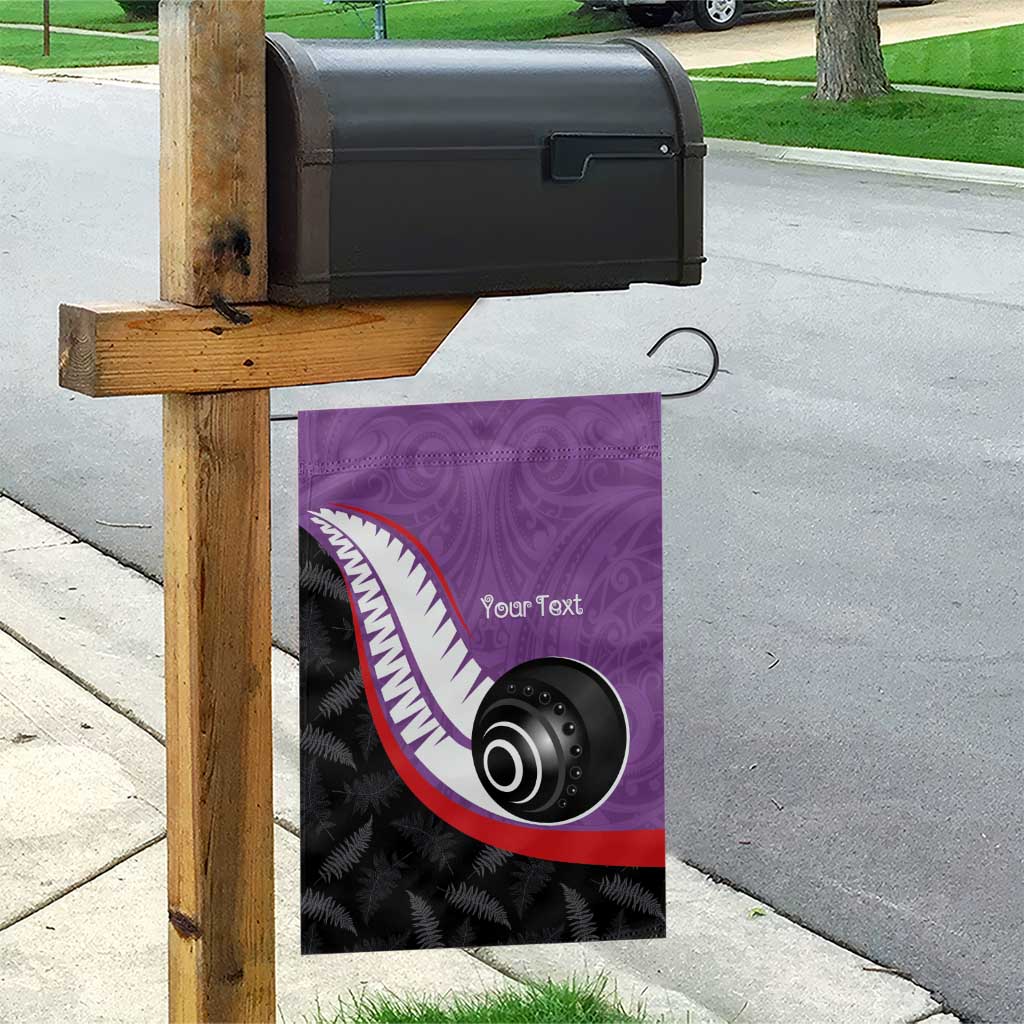 Personalised Aotearoa Lawn Bowls Garden Flag Maori and Silver Fern Sporty Style Purple Color - Aussie Hoodie