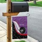 Personalised Aotearoa Lawn Bowls Garden Flag Maori and Silver Fern Sporty Style Purple Color - Aussie Hoodie