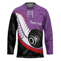 Personalised Aotearoa Lawn Bowls Hockey Jersey Maori and Silver Fern Sporty Style Purple Color - Aussie Hoodie