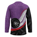 Personalised Aotearoa Lawn Bowls Hockey Jersey Maori and Silver Fern Sporty Style Purple Color - Aussie Hoodie