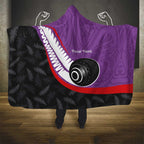 Personalised Aotearoa Lawn Bowls Hooded Blanket Maori and Silver Fern Sporty Style Purple Color - Aussie Hoodie