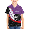 Personalised Aotearoa Lawn Bowls Kid Hawaiian Shirt Maori and Silver Fern Sporty Style Purple Color - Aussie Hoodie