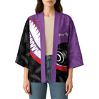 Personalised Aotearoa Lawn Bowls Kimono Maori and Silver Fern Sporty Style Purple Color - Aussie Hoodie